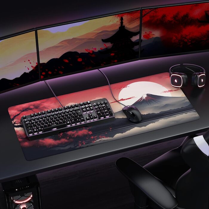 Килимок для миші CSL Titanwolf XXL 900 x 400mm - великий, для геймінгу, покращена точність та швидкість (Japan Sunset 2)