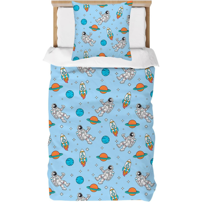 Комплект постільної білизни для дитячого ліжечка DJDEA 100x135 см - Динозаври, м'яка мікрофібра, 2 шт. (з наволочкою 40x60 см)