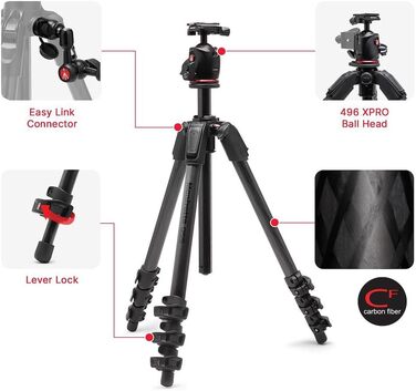 Штатив Manfrotto 055XPRO3 з триногим наголовником – професійний штатив з алюмінію, 3 секції, для DSLR та аксесуарів