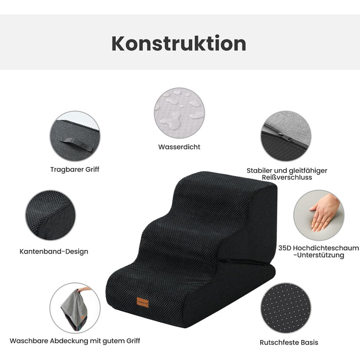 Сходинка для собак Gardner Pet - 3 сходинки, 35/42 см, з водонепроникним покриттям, для ліжка, дивану, крісла