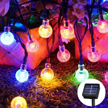 Сонячна гірлянда для вулиці, 60 LED, 13.2м, 8 режимів, IP65, тепле світло. Декорація для балкона, тераси, саду, ялинки.