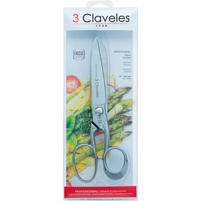 Професійні кухонні ножиці 3 Claveles, нержавіюча сталь, 20 см, блискучі