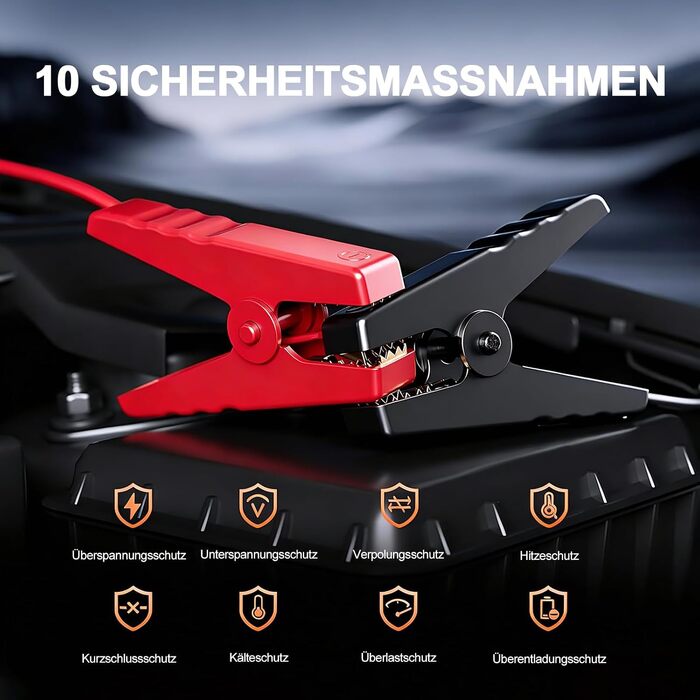 Бустер для автомобіля 7000A Jump Starter Powerbank 12V для бензинових (до 8л) та дизельних (до 6.5л) двигунів з LED-ліхтарем та набором аксесуарів (Блакитно-зелений)