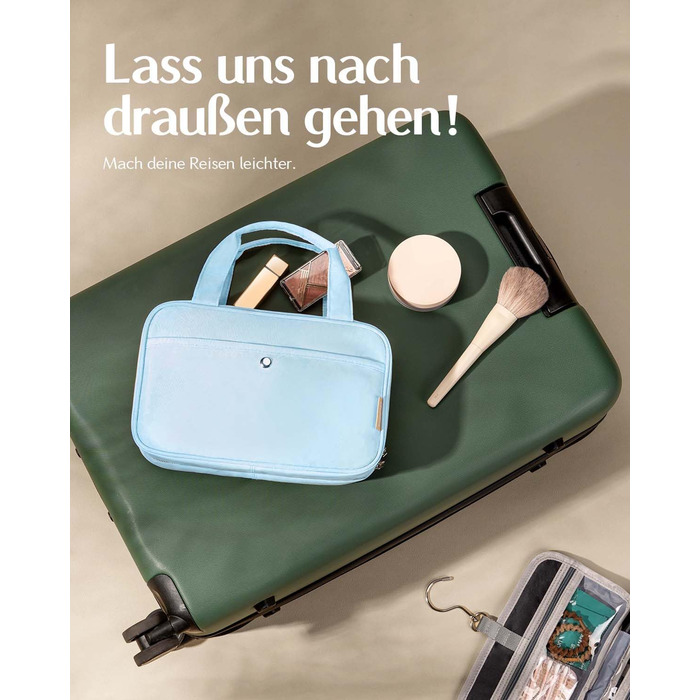 Жіночий дорожній косметичний набір для підвішування – водонепроникний, з прозорим вікном, легкий, для косметики, шампуню, рожевий, середній (26x17x9 см)
