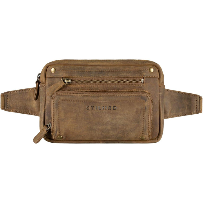 STILORD Сумка на пояс з екошкіри Vintage для чоловіків, жінок та дітей. Сумка через плече, поясна, для подорожей, фестивалів, спорту. Ексклюзивний дизайн, колір: середньо-коричневий
