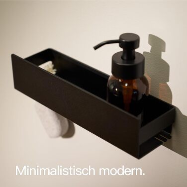 Designfabrik Hamburg Shower Shelf without Drilling | Bathroom Organizer | Shower Shelf without Drilling | Bathroom Shelf | Hanging Shelf | Wall Shelf | Adhesive Shower Basket | Shower Shelf Black 30 cm