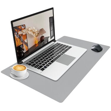 Килимок для столу Niviy з екошкіри, XXL, 80x40 см, антиковзаючий, водонепроникний, для офісу, дому та ноутбука, сірий