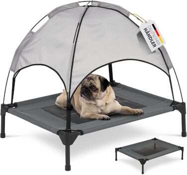 Підвищене лежак для собак з дахом, XL, 122x91x23/114 см, сірий, 520084 (L 76 x B 76 x H 18 см)