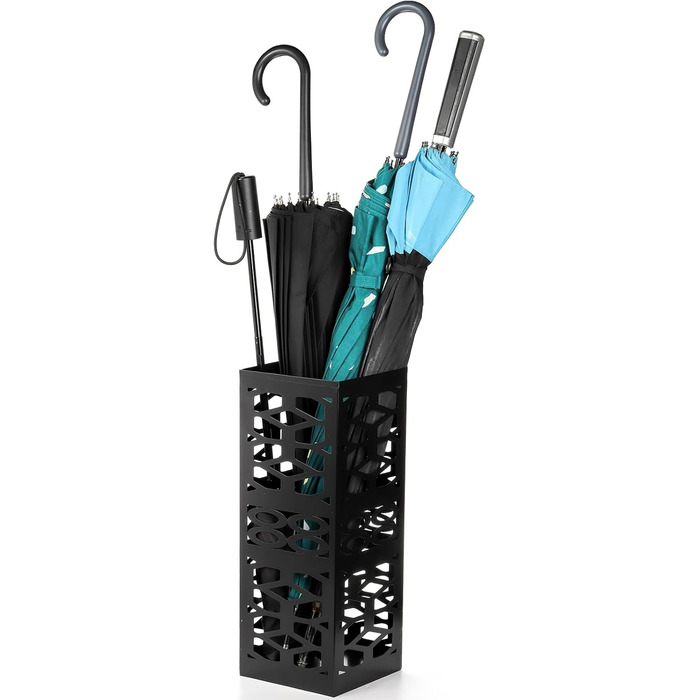 ZENFUN Metal Umbrella Stand - Freestanding Umbrella Holder for Entryway, Home, Office, Hotel - Black, 15x15x40 CM
