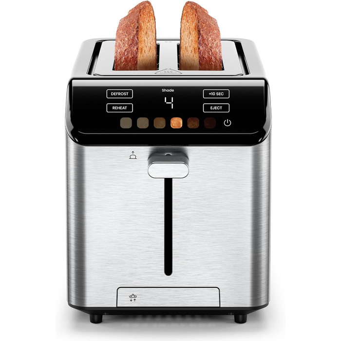 Тостер Chefman з цифровим керуванням, нержавіюча сталь, 2 слоти, 7 рівнів підсмажування, для тостів, багетів та розморожування