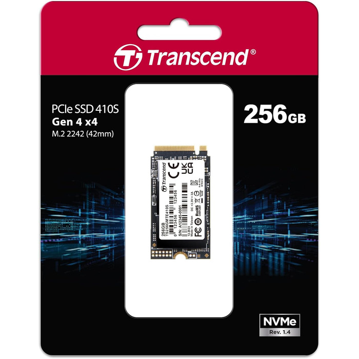 SSD Transcend M.2 NVMe PCIe Gen4x4 256GB (MTE410S) - Швидкість до 5000 МБ/с