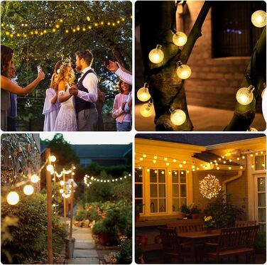 Сонячна гірлянда для вулиці, 60 LED, 13.2м, 8 режимів, IP65, тепле світло. Декорація для балкона, тераси, саду, ялинки.
