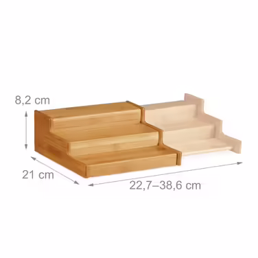 Relaxdays Bamboo Spice Rack, Extendable, 3 Tiers