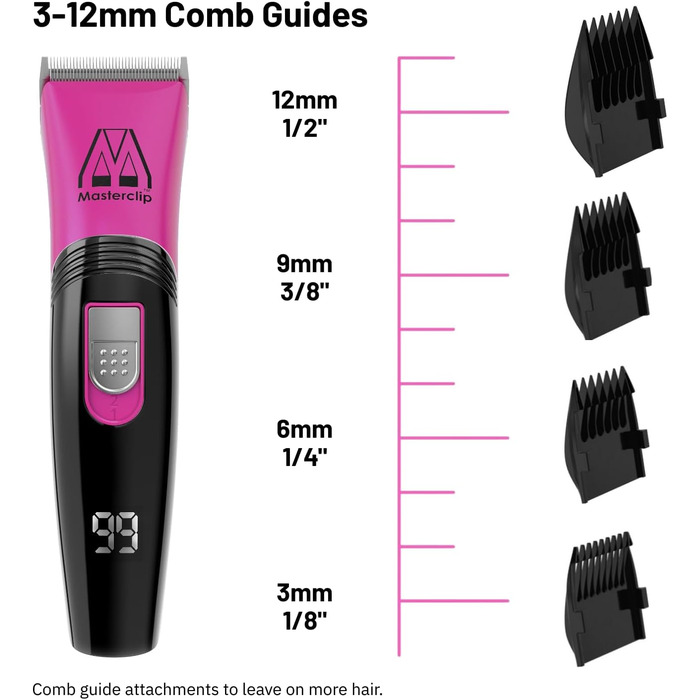 Машинка для стрижки шерсті собак Masterclip, тиха, професійна, бездротова, акумуляторна, для собак, котів та інших тварин (Рожева)