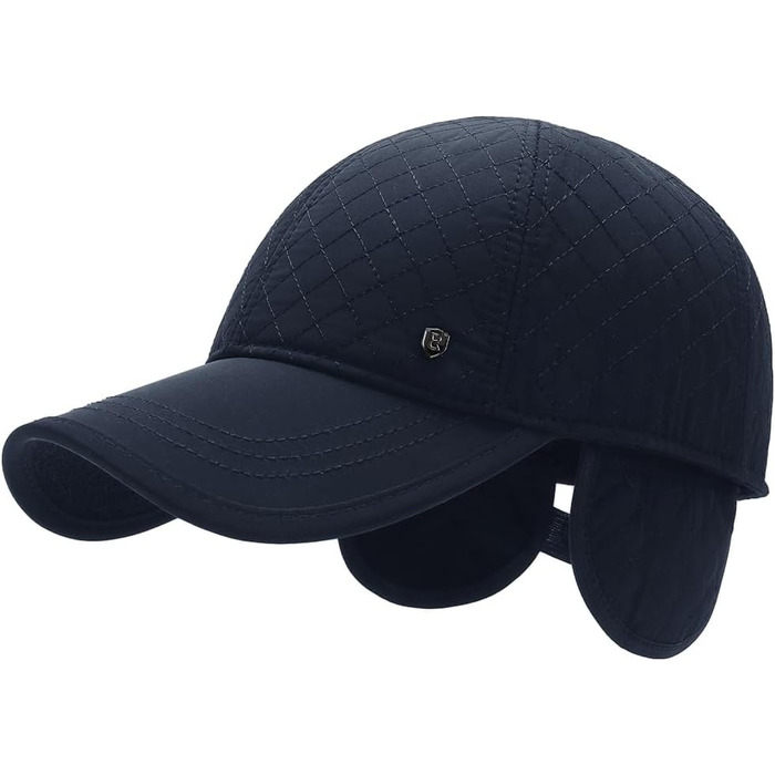 YAMEE Бейсболка чоловіча зимова зі складними навушниками, унісекс, тепла шапка, зимова кепка, осінь/зима, м'яке внутрішнє оздоблення, універсальний розмір (2080/Blau)