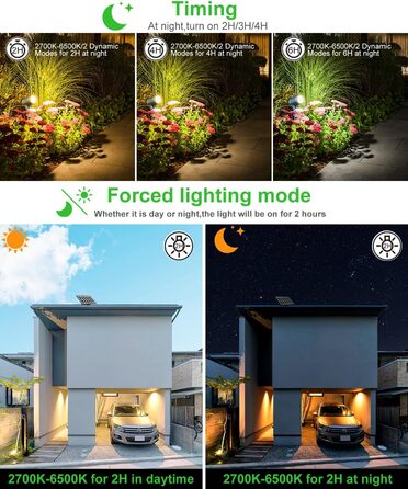CLY Solar Lamps for Outdoors, Solar Spotlights Garden Light with Remote Control IP66 Waterproof 10 Colors 30 Dynamic Modes Timer Garden Lighting for Gardens Path Christmas Decoration 6 Pieces (Warm White/Natural/Cold White, 3 Pieces)