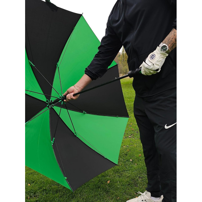 Чоловічий парасолька Fulton Cyclone Black/Green, 100 см, об'єм 1 літр, чорний/зелений