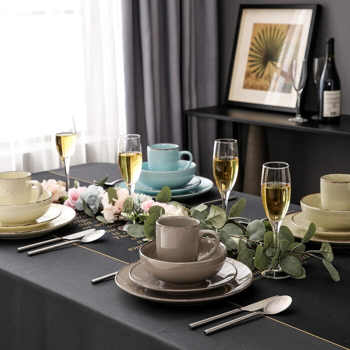 Набір керамічного посуду Vancasso NAVIA (16 предметів) для 4 осіб, набір посуду з тарілок, салатників та мисок, кераміка, природа