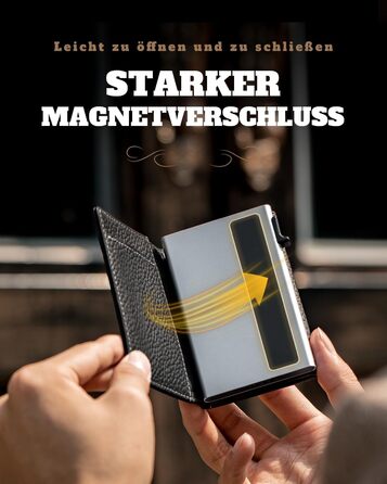 Портмоне DODENSHA® MagSnap для чоловіків з RFID захистом та відділенням для AirTag® I Кредитниця для 10+ карток I Портмоне з монетницею I (Чорний)