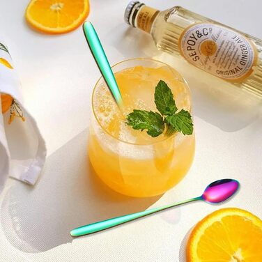 Набір ложок для лате макіато, 6 шт., 19.8 см, нержавіюча сталь. Ідеально для кави, коктейлів, десертів