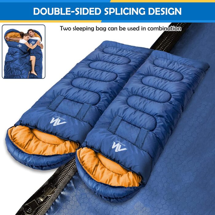 Спальний мішок Outdoor Deckenschlafsack Koppelbar, 5-15°C, 220x80 см, для дорослих, для кемпінгу, трекінгу, риболовлі та подорожей, водонепроникний, ліва блискавка