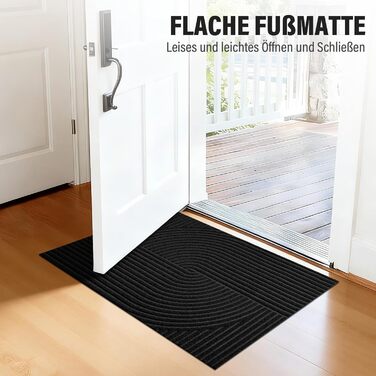 Привітальний килимок FEOMOS 60x90 см, протиковзний грязезахисний килим для входу, коридору, кухні та балкона, чорний, придатний для прання