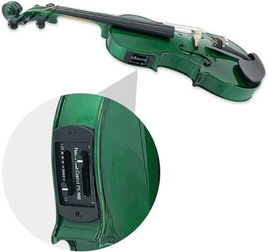 Електрична скрипка з 5 струнами, кленова та ялицева деревина, акустична скрипка, ебонітові фурнітури, 4/4, блакитний (зелений) колір