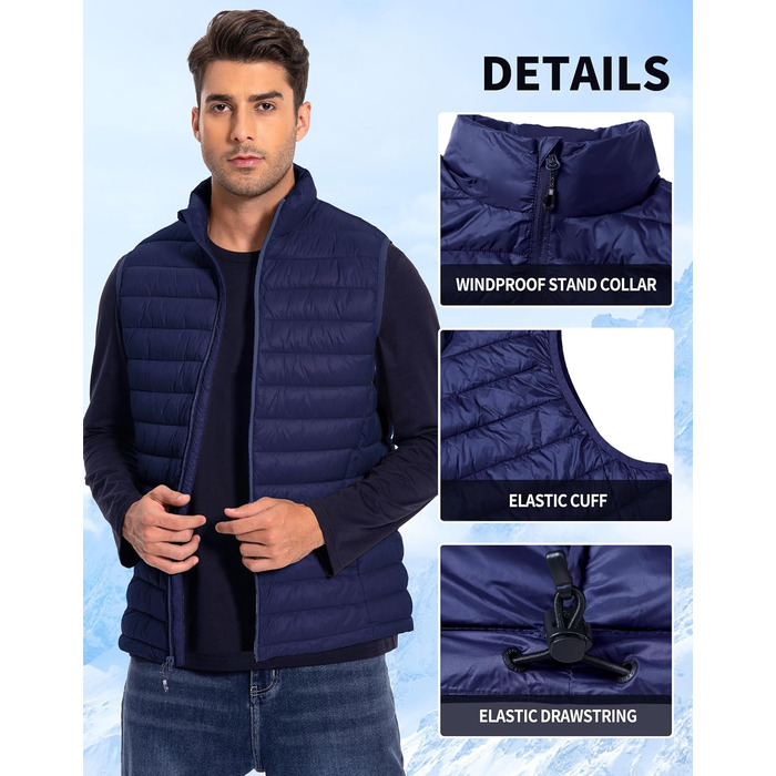 Чоловіча розкішна жилетка Pioneer Camp – водонепроникна, легка, пакується, з підкладкою – для активного відпочинку, повсякденного носіння, роботи, спорту та подорожей (Темно-синій, XL)