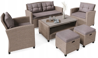 Комплект садових меблів Di Volio DV-016GF Firenze, техноротанг, бежевий, 6 предметів