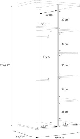 Forte WINNIE 2-türiger Kleiderschrank
