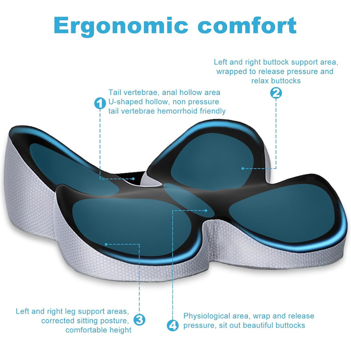 Подушка для сидіння з піни Memory Foam: для офісного крісла, авто, інвалідного візка, геймерського крісла - комфорт та зняття напруги