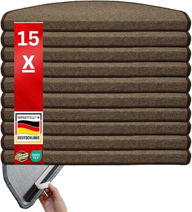 Сходинкові килимки ETM Original: набір 15 шт. у 20 кольорах та 20 моделях (напівкруглі, 23,5 x 65 см, бежевий)