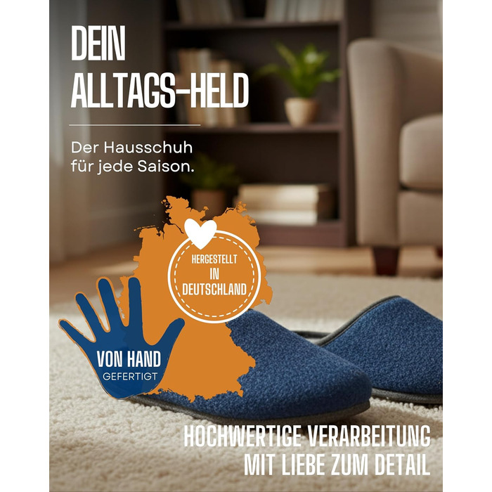 Фетрові домашні тапочки Pantoffelmann – сіро-темно-синій колір, розміри 36-48. Зручні, дихаючі та теплі тапочки для жінок та чоловіків.
