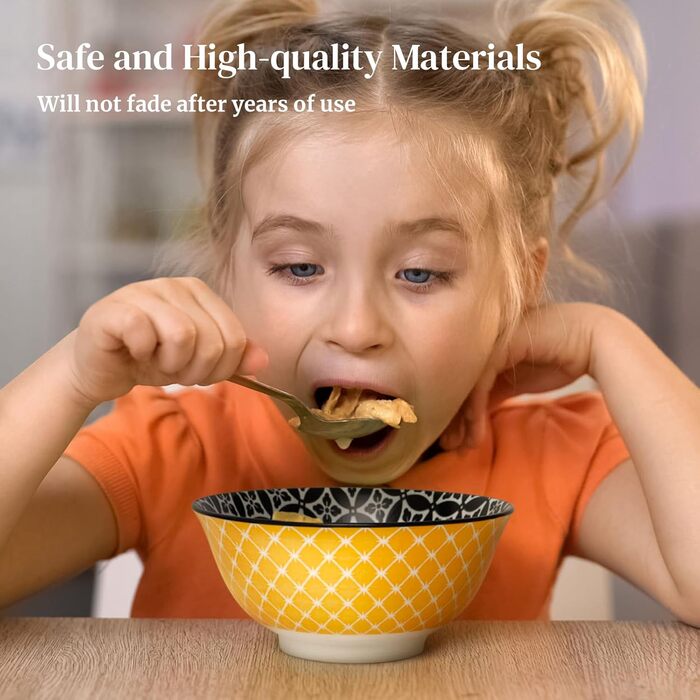 Набір мисок DOWAN 6 шт., 680 мл, для мюслі, супу, салату, сніданку, обіду, святковий набір, квітковий дизайн