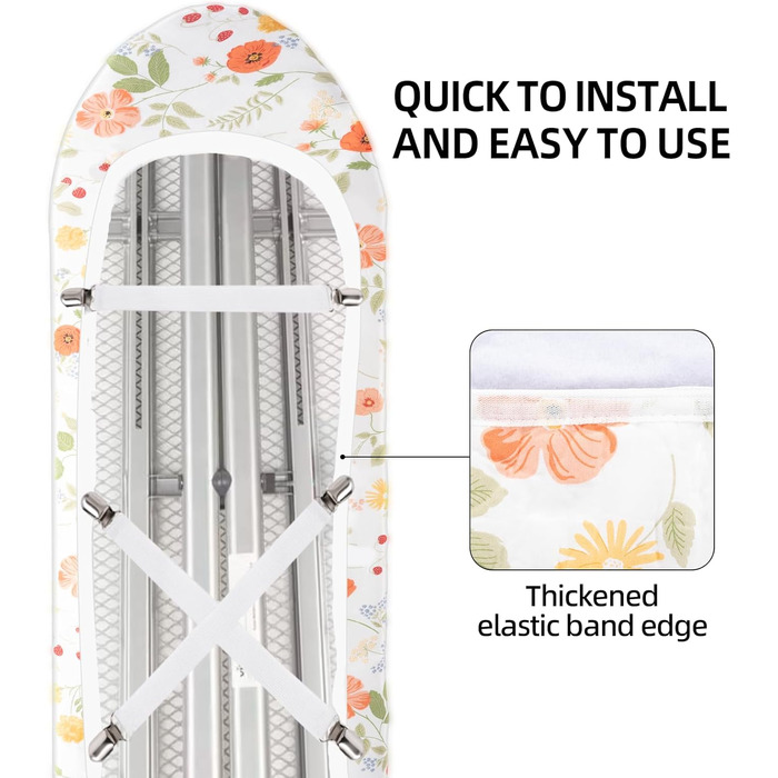 Чохол для гладильної дошки, бавовна 100%, тришаровий, потовщений, 110-125 x 30-42 см, жовтий