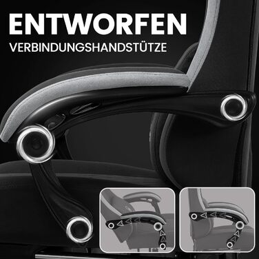 Ігровий крісло GTPLAYER з ергономічним дизайном, підлокітниками, що з'єднуються, та підставкою для ніг (чорний)