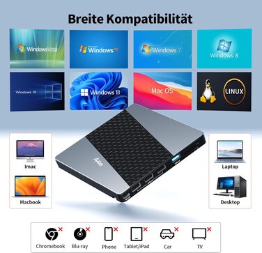 Зовнішній USB 3.0 CD/DVD-записувач Alxum з картридером SD/TF та додатковим USB-портом, Plug & Play для Windows, Linux, Mac OS, T039A