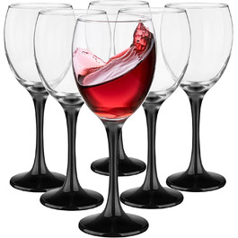 Набір келихів KROSNO Glasmark 1992: 6 шт., 300 мл, для вина, десерту, коктейлів, води. Чорний стілець, безпечні для миття в посудомийній машині