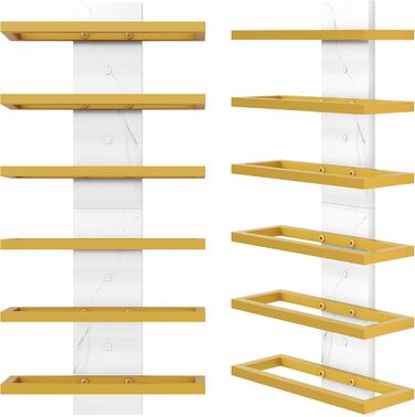 Настінна полиця для вина FAVOOOSTY з 3 рівнями, металева, для 6 пляшок, золота