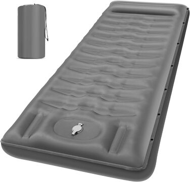 Isomatte GLMNES Isomatte, ультралегка, надувна, для кемпінгу, з інтегрованою помпою, для відпочинку на природі, туризму, з сумкою та ремкомплектом (блакитна/сіра, Extra Dick)