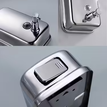 Modern Hand Soap Dispenser, Wall-Mounted Soap Dispenser Stainless Steel for Bathroom, 500 ml Manual Soap Dispenser, Liquid Soap Pump for Kitchen Polished