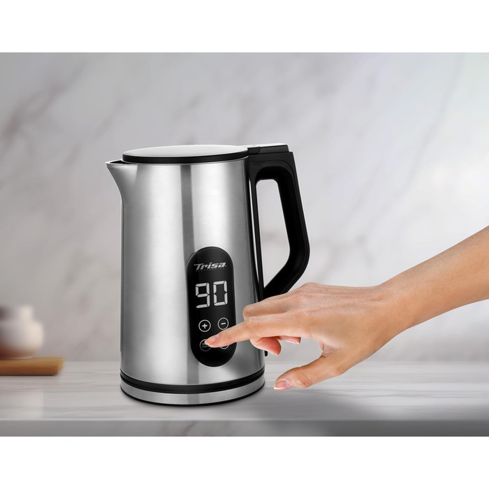 Електричний чайник Trisa Digital Boil з регулюванням температури 1.7л, нержавіюча сталь, з LED-дисплеєм та функцією підтримання тепла 4год