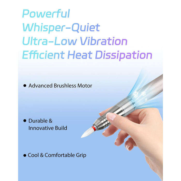 Професійний фрезер для нігтів ENGERWALL M95G: 40000 об/хв, акумулятор 24 год, бездротовий, з LCD, для гелю та акрилу