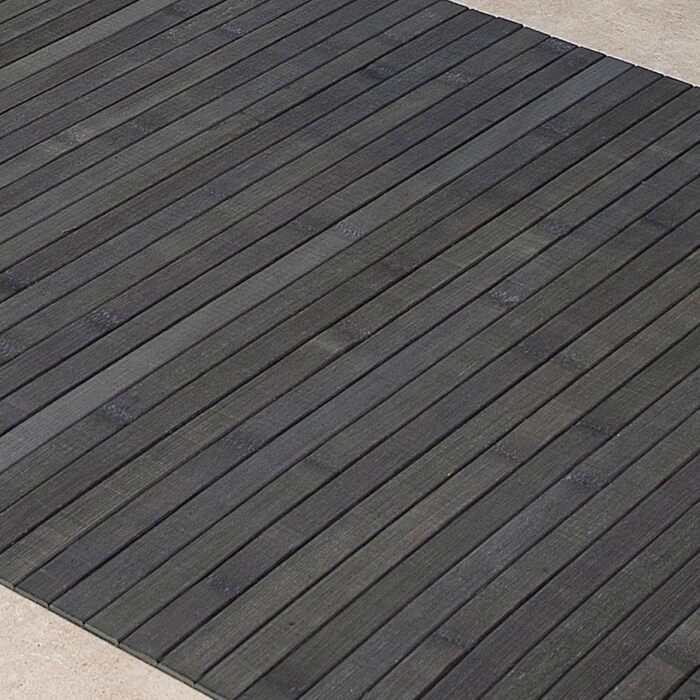 Bamboo Bath Mat Set - 3 Pack, Non-Slip Bathroom Rugs - Natural Wood Bath Mat, Steel Color