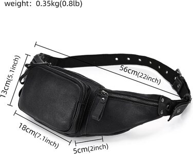 Чоловіча сумка на пояс з натуральної шкіри LUUFAN, чорна (1030)