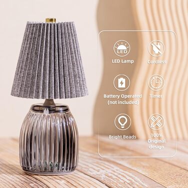 Настільна лампа MJ з таймером, акумуляторна, для дому та декору (сіра)