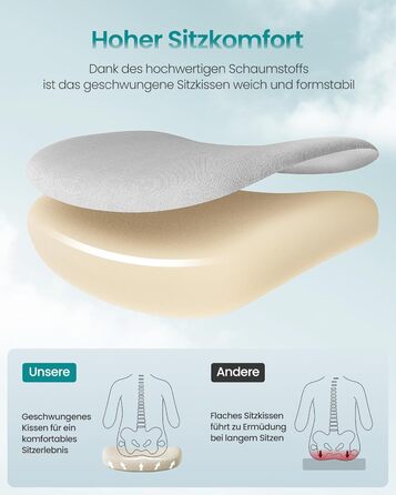 Офісний стіл SONGMICS, ергономічне крісло з регульованою спинкою, підлокітниками та підголівником, до 150 кг, сірий (OBN088B01)