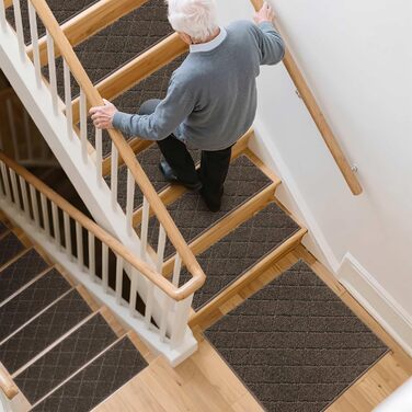 Ковзаючі сходи COSY HOMEER, 15 шт., 70 x 22 см, антиковзкі, самоклеючі, машинне прання, 100% поліестер, TPE-підкладка, для дітей, літніх людей та домашніх тварин, сірий та білий