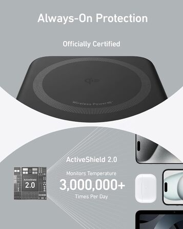 Powerbank Anker MagGo: 10000mAh, Qi2, 15W MagSafe, USB-C, з дисплеєм та підставкою, чорний