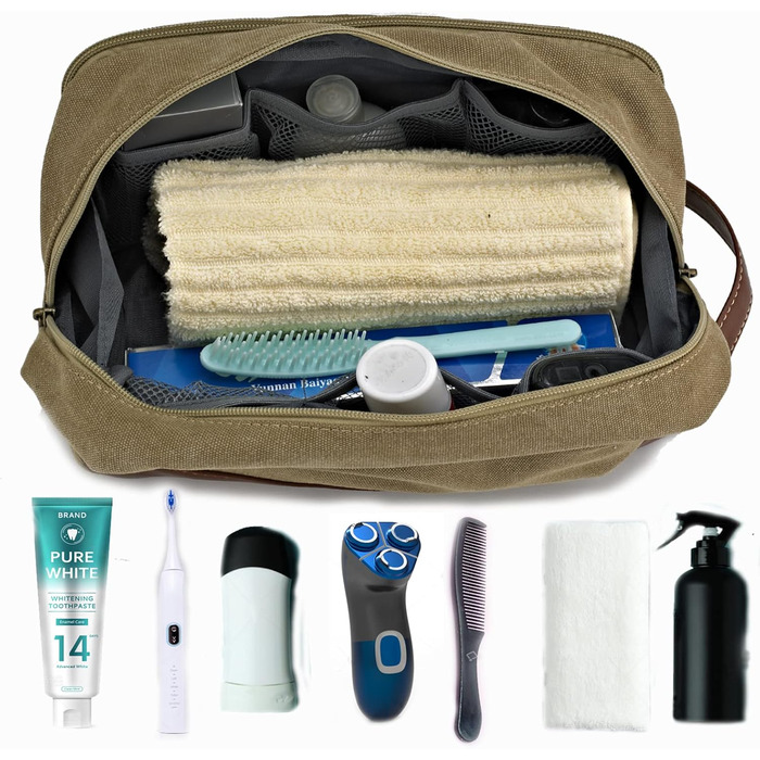 Чоловіча/Жіноча дорожня косметичка-органайзер з канвасу, велика, блакитна (28x16x14 см)